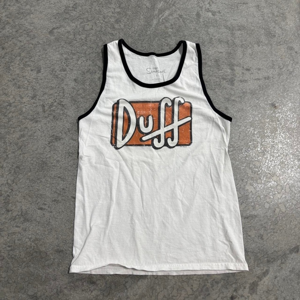 Simpson's Duff Beer White Tank Top Men's Size Small